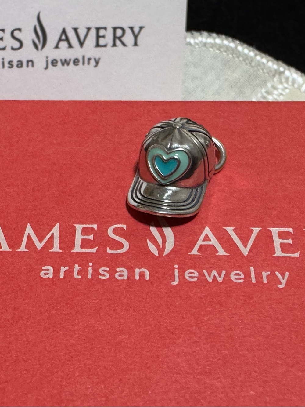 James Avery Retired 3D Enamel Limited Silver Blue Baseball Cap Hat Charm New